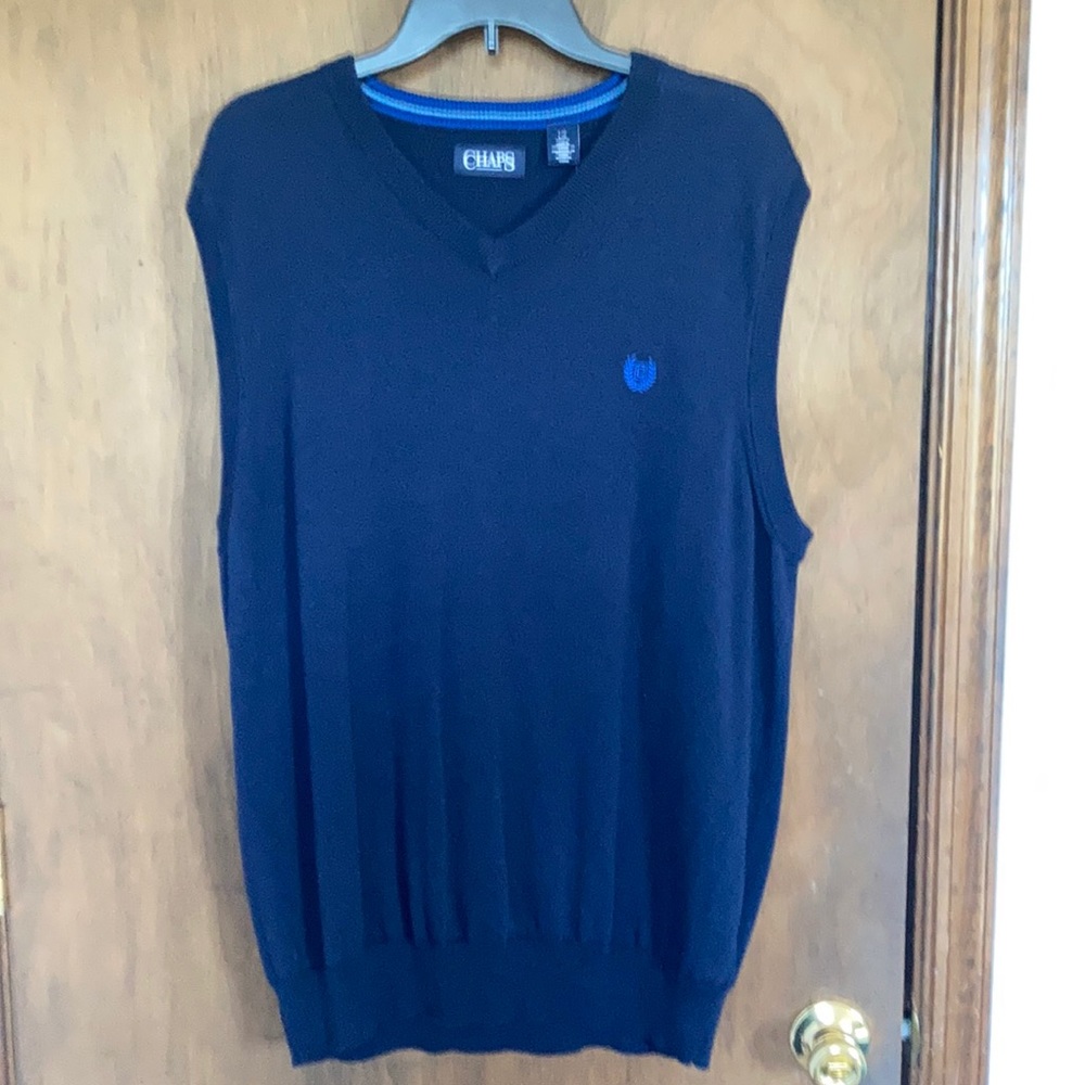 Chaps sweater vest  navy blue cotton lighter weight size L